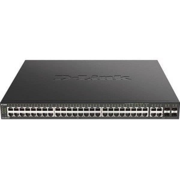 DLINK DGS-2000-52MP switch - Managed L2/L3 - 48 RJ-45 Ethernet-portar - 4 SFP-moduler - PoE - Rackmonterbar Svart