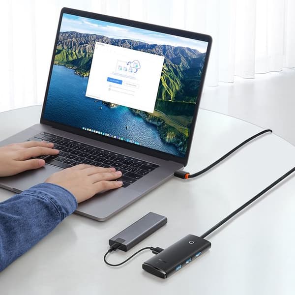 Adaptator 4-i-1 - BASEUS - HUB Lite Series - Typ-C till 4xUSB-A - Kabel 2m - 5Gb/s