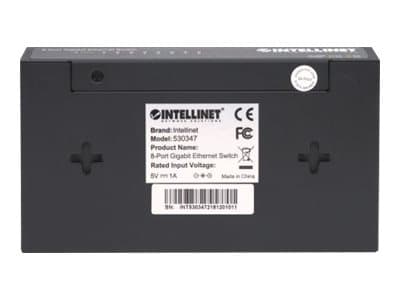 Intellinet 8-Port Gigabit Ethernet Switch, Metal, Box - Switch - 8 x 10/100/1000 - stasjonær Sort