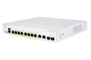 Cisco Business 350 Series 350-8P-2G - Switch - L3 - Styrt - 8 x 10/100/1000 (PoE+) + 2 x kombo-SFP - rackmonterbar - PoE+ (67 W) - gjenfabrikert