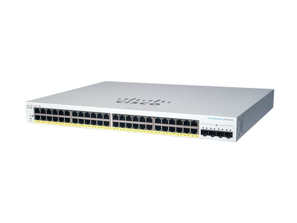 Cisco CBS220-48FP-4X, Håndtert, L2, Gigabit Ethernet (10/100/1000), Strøm over Ethernet (PoE), Rack-montering