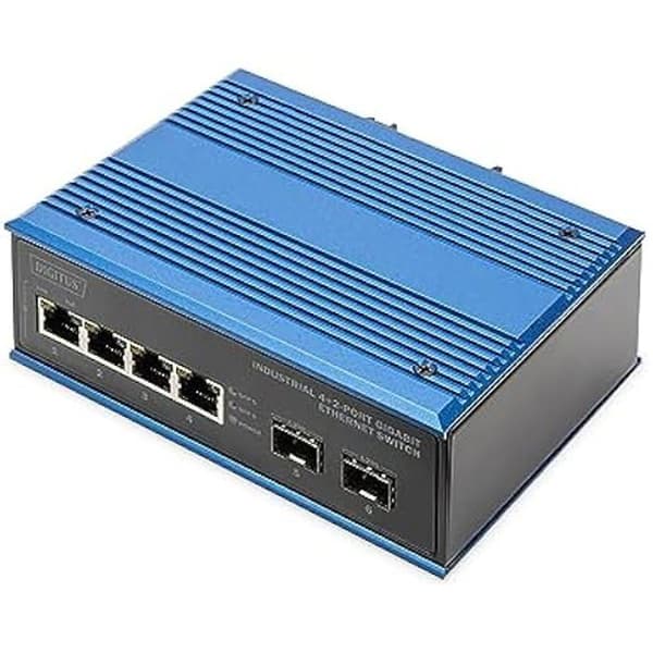 Nätverksswitch - DIGITUS - 6 Gigabit Ethernet-portar - 4x RJ45 - 2x SFP - IP40 Svart, Blå