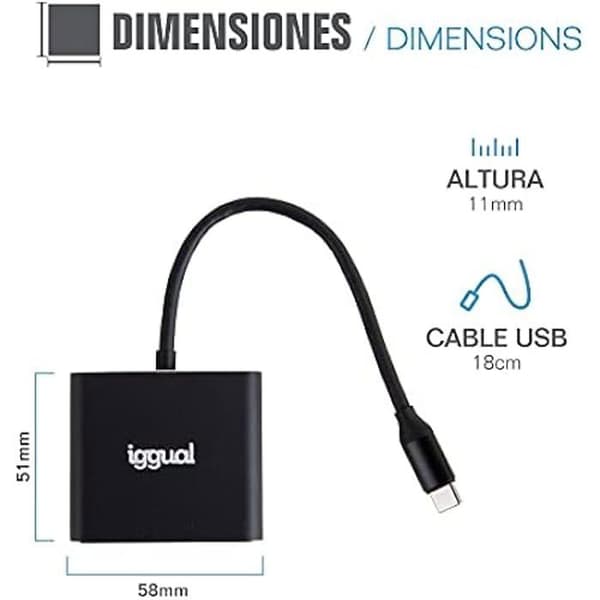 USB Hub - IGGUAL - IGG318461 - 4 portar - USB-gränssnitt - Kompatibel med alla enheter