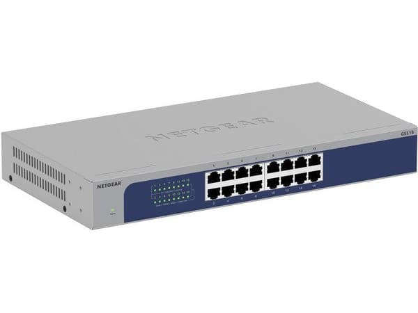 NETGEAR GS516 - V3 - switch - ikke-styrt - 16 x 10/100/1000 - stasjonær, rackmonterbar
