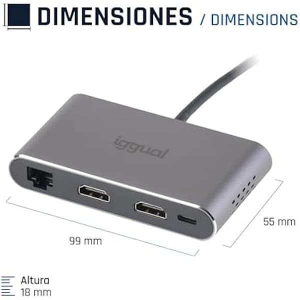 Typ C Hub - IGGUAL - 8 i 1 - 2 x HDMI - 2 x USB - RJ45 - PD100 W