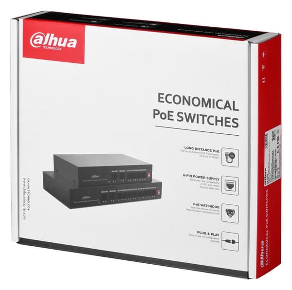 Dahua Technology PoE DH-PFS3010-8ET-65 nätverksswitch Fast Ethernet (10/100) Power over Ethernet (PoE) Svart