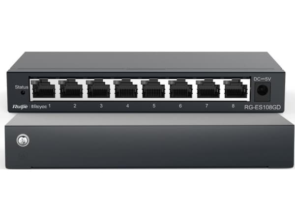 Reyee 8-Port 1Gbit unmanaged Desktop Switch Metallgehäuse - Switch - 16 Gbps (RG-ES108GD)