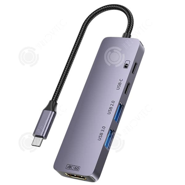 INN Dockningsstation 5 i 1 multi-interface hubb PD snabbladdning 100W 5Gbps överföring USB3.0 kompatibel med flera system