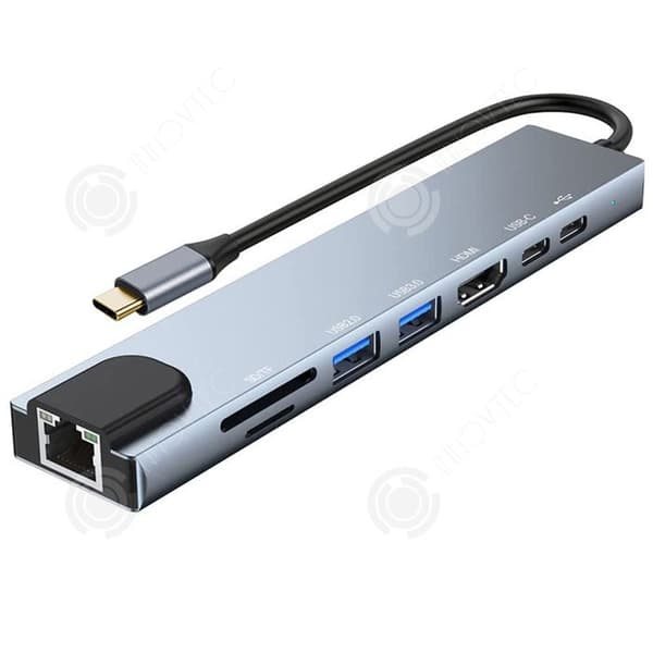 INN USB C Dockningsstation 8 i 1 USB C-dockningsstation till dubbla HDMI ethernet RJ45 100M 87W PD USB 3.1/3.0/2.0 SD/TF Hub Stöd 4k