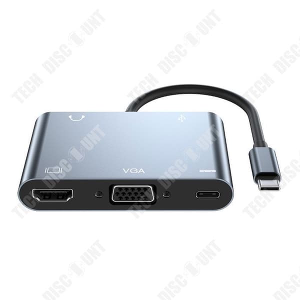 TD HDMI till VGA-adapter usb c till 4k hd-mi vga hub 5in1 usb typ c 3.0 otg kompatibel för surfplatta laptop mobiltelefon