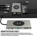 Miniatyrbild 2 av 4: INN Dockningsstation 15 i 1 typc+hdmi+yga+pd+rt45+us3.0x3+usb2.0x4+sd+if+3.5 audio+trådlös laddning nätverksport 1000m rt45 grå