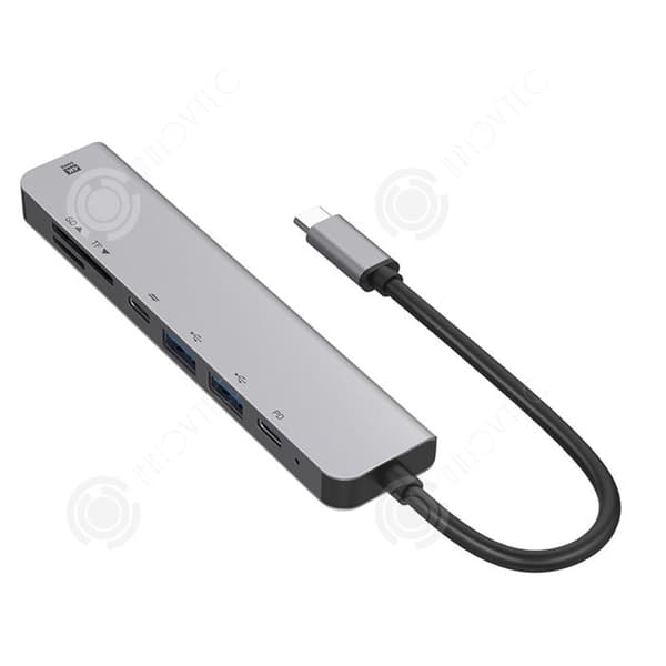INN 7 i 1 USB C till HDMI dockningsstation med 4K 60Hz utgång Typ C Charging Hub 7 portar USB C Hub 3.0 USB C Adapter Grå