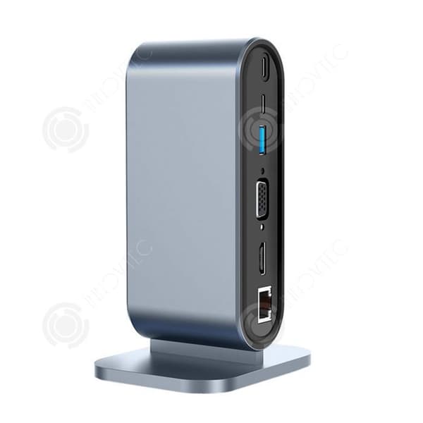 INN Dockningsstation 12 i 1 höghastighetsnätverkskort snabbladdning PD USB-C-portar VGA och HD 4K/30hz gigabit ethernet och 4 USB-portar