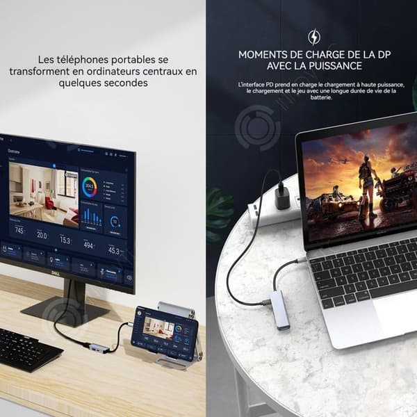 INN Dockningsstation 4 i 1 typ c multifunktionshubb usb-bas HDMI 4K/30hz PD3.0 snabbladdning 87W adapter kontoret resa hem