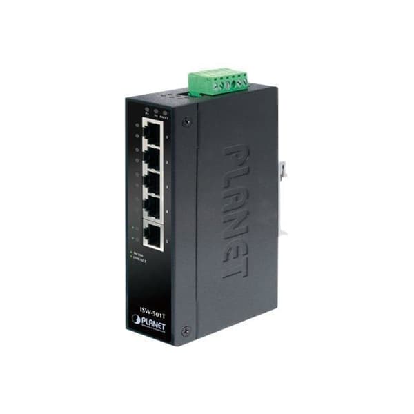 PLANET ISW-501T switch - 5 x 10/100 - DIN-skena montering, väggmontering Blå