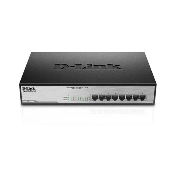 D-LINK Switch 8-portar - DGS-1008MP - 10/100/1000 Mbps PoE+