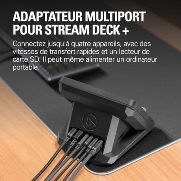 USB Hub - ELGATO - USB Hub för Stream Deck + - 4 portar - Strömförsörjning - SD/microSD-kortläsare
