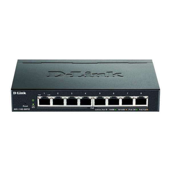 Nätverksswitch - DLINK - DGS-1100-08PV2/E - 8 Gigabit Ethernet (PoE)-portar - VLAN - QoS - säkerhet
