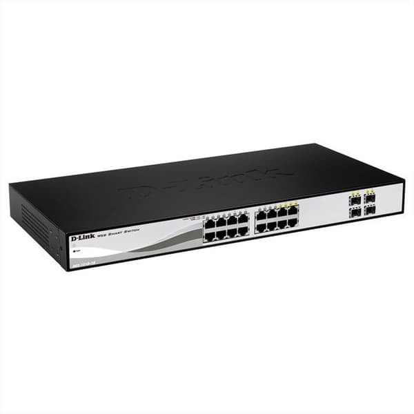 Fristående DLINK-switch - D-Link Smart 16p Giga - 16 RJ-45 LAN-portar 10/100/1000 Mbps - Intelligent hantering