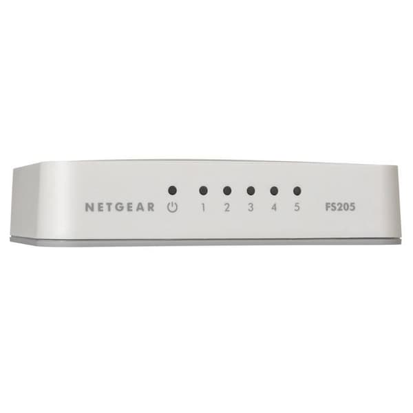 NETGEAR (FS205) 5-portars RJ45 Fast (10/100) Ethernet-switch, elegant skrivbordsdesign för hemmet
