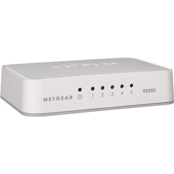 NETGEAR (FS205) 5-portars RJ45 Fast (10/100) Ethernet-switch, elegant skrivbordsdesign för hemmet Vit