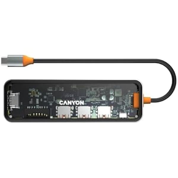 USB-C-hubb - CANYON - DS-13 - 7 i 1 - 4K - Grå