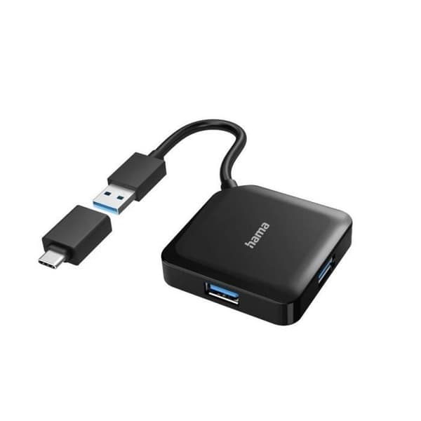USB-hubb - Hama - 4 portar - USB 3.0 - Svart - 4 extra portar