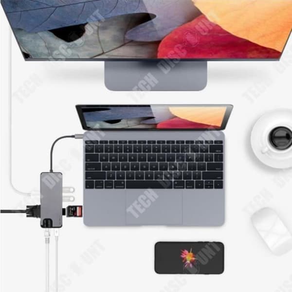 TD® Hub Multifunktionellt USB-gränssnitt Elektronisk omvandlare HDMI-adapter Ethernet-enheter Kabel Strömladdning