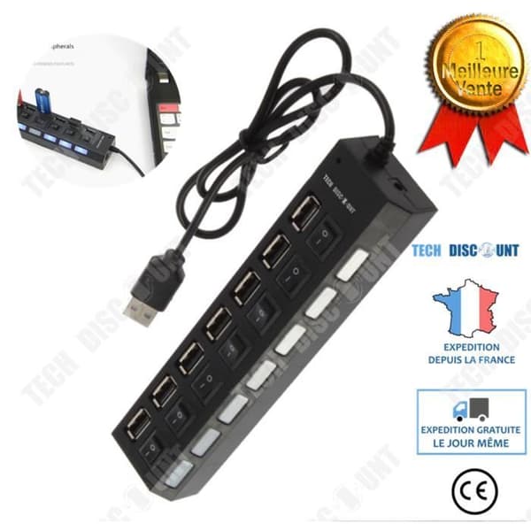 TD® Concentrator hub 3.0 ethernet 7-portars grenuttag usb-nätverk multinyckeladapter laddare telefon snabbt datoravbrott