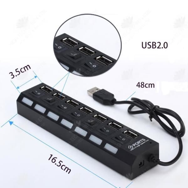 HTBE® Computer Converter HUB Hub Extender Interface One to Seven USB Oberoende Switch med ljus