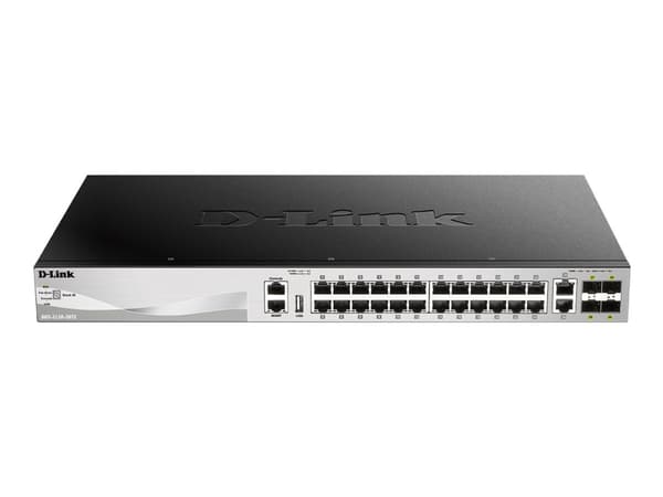 D-Link DGS 3130-30TS - Switch - L3 Lite - Administrerad - 24 x 10/100/1000 + 2 x 10 Gigabit Ethernet + 4 x 10 Gigabit SFP+ - skrivbordsmodell, rackmo