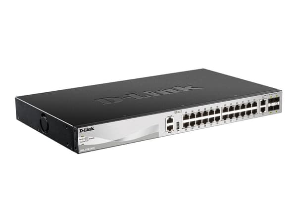 D-Link DGS 3130-30TS - Switch - L3 Lite - Administrerad - 24 x 10/100/1000 + 2 x 10 Gigabit Ethernet + 4 x 10 Gigabit SFP+ - skrivbordsmodell, rackmo Grå