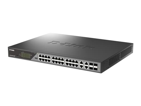 D-Link DSS 200G-28MP - Switch - Managed - 24 x 10/100/1000 (PoE) + 4 x combo 1000Base-T - rackmonterbar - PoE (370 W)
