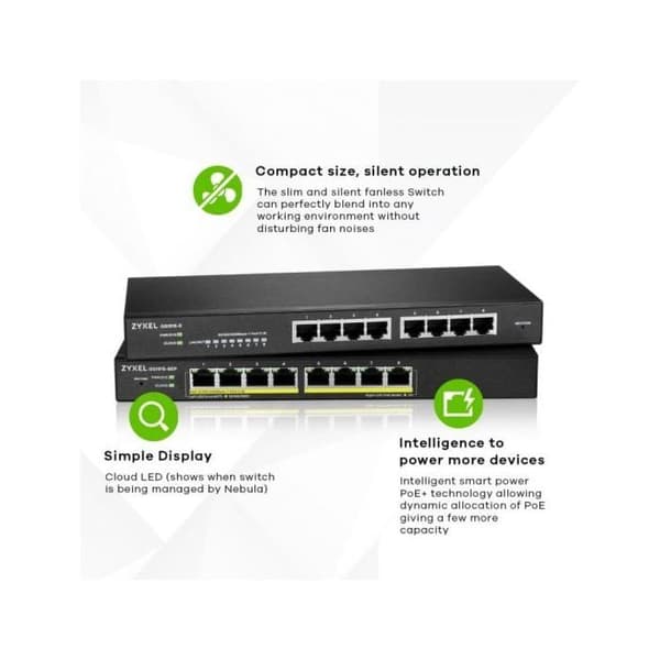 Switch - Zyxel - GS1915-8 - 8 Ethernetportar - Hanterad - Svart