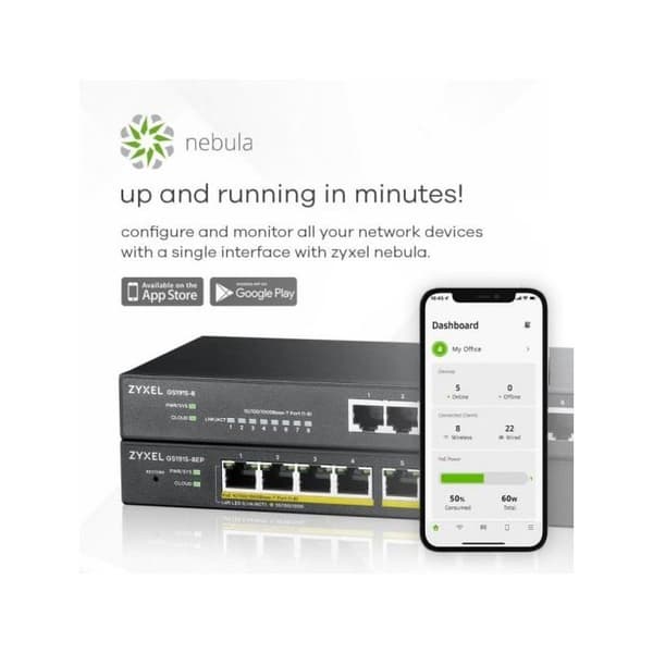 Switch - Zyxel - GS1915-8 - 8 Ethernetportar - Hanterad - Svart
