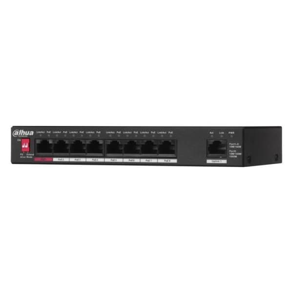 DAHUA Technology PFS3009-8ET-96 Unmanaged L2 Fast Ethernet (10/100) Ethernet-anslutning, stöder power over Svart