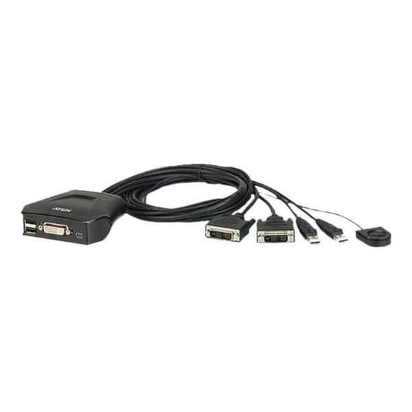 ATEN CS22D DVI/USB KVM-switch - 2 portar - Maximal upplösning 1920 x 1200 pixlar Svart