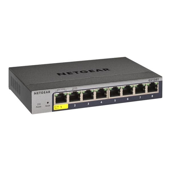 Switch - NETGEAR - GS108Tv3 - 8 portar RJ-45 - Gigabit Ethernet - Hanterad