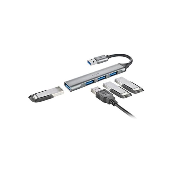 USB-hub - NGS - IHUB4 MICRO - 4 portar - USB 3.2 Gen1 - Kompakt - Aluminium