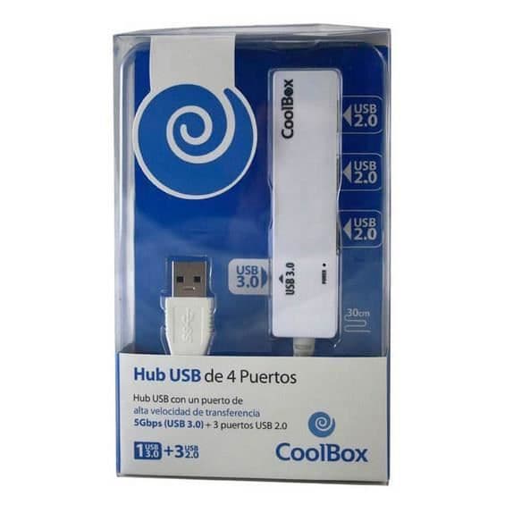 CoolBox COO-H413 hubb - USB 2.0/3.0 - 4 portar - Vit