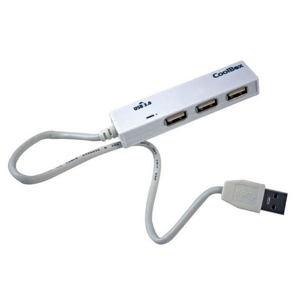 CoolBox COO-H413 hubb - USB 2.0/3.0 - 4 portar - Vit