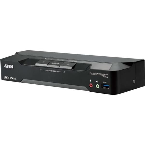 ATEN 2-portars 4K DP Dual Display Mini Matriv Gränslös KVM () - CM1942 Svart