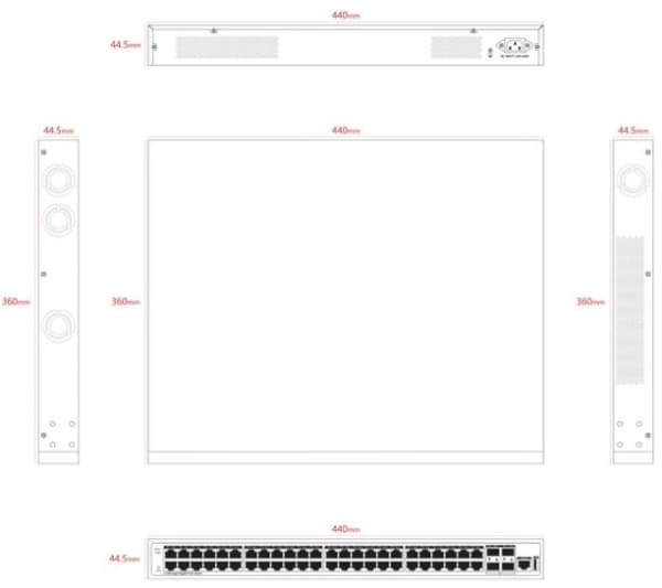 Managed L3 - 48 x Gigabit ports 1 x Console Port 4 x