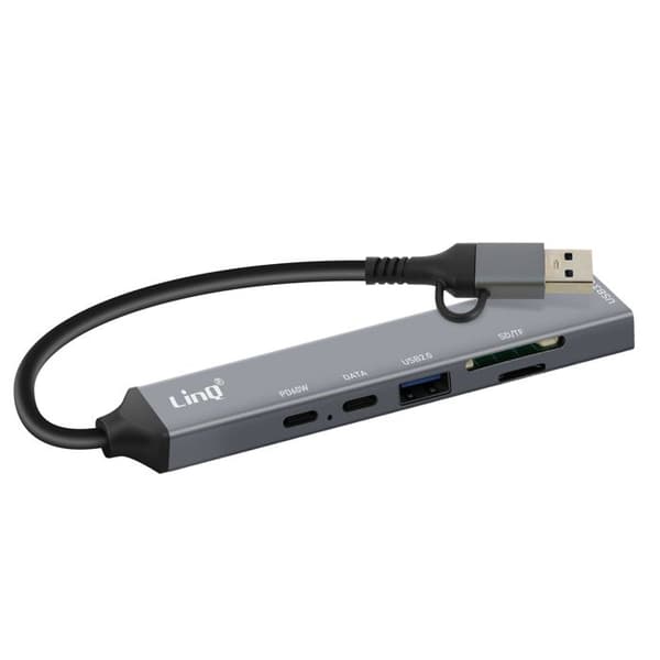 USB-hubb Stöd för OTG USB-C Power Delivery 60W och SD / TF kortläsare