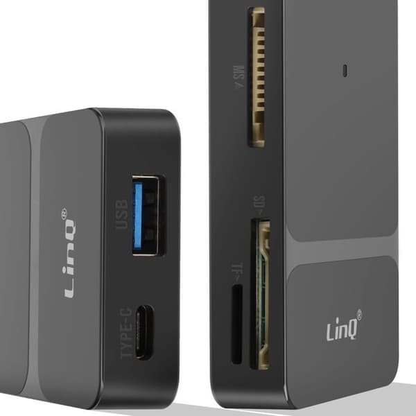 Hub USB C + Lightning Multiport Kortläsare OTG Mångsidig LinQ Svart