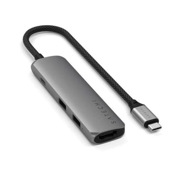 Hub USB-C Slim Multiport 4-i-1 4K Power Delivery 100W Satechi Grå
