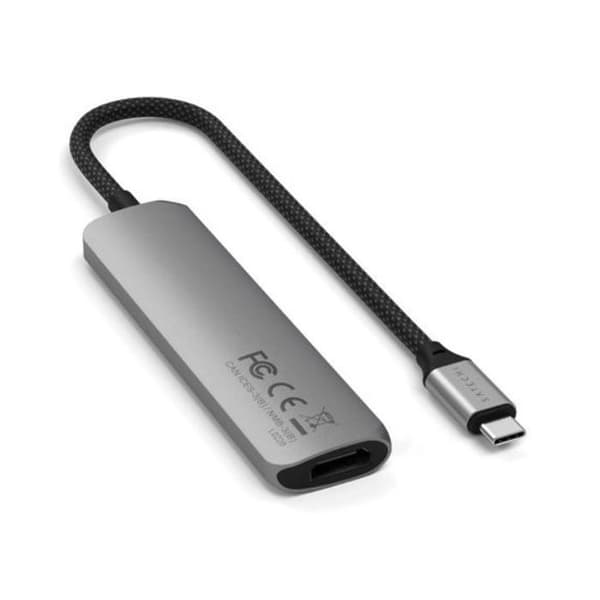 Hub USB-C Slim Multiport 4-i-1 4K Power Delivery 100W Satechi Grå