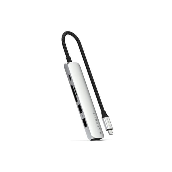 Hub USB-C Slim Multiport 6-i-1 4K Power Delivery 100W Satechi Silver