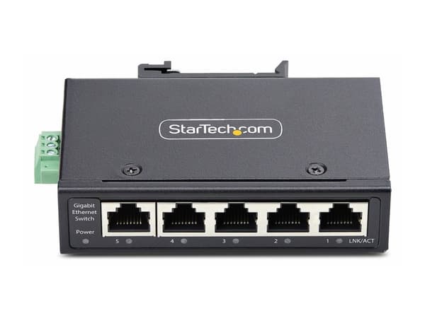 StarTech.com 5-Port Unmanaged Industrial Ethernet Switch - IP30 - TAA - Switch - ohanterad - 5 x 10/100/1000Base-T - DIN-skenmonterbar, väggmonterbar