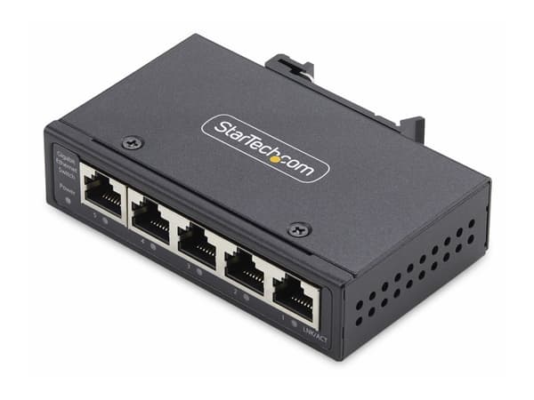 StarTech.com 5-Port Unmanaged Industrial Ethernet Switch - IP30 - TAA - Switch - ohanterad - 5 x 10/100/1000Base-T - DIN-skenmonterbar, väggmonterbar